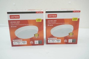 2 NIP Ostwin LED disk lights 4 diameter 10w - these are not battery powered-must be hard wired
