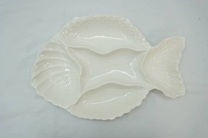 vintage porcelain fish shaped divided serving platter 20 long