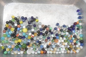 large assortment of vintage marbles