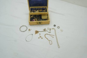 vintage jewelry box loaded with fashion jewelry