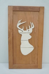 decorative wooden wall decor featuring a white tail deer silhouette 16 X 28