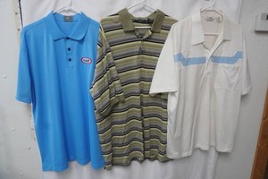 3 Polo style shirts 1 Kraft is NWT size XL, striped shirt is size 2XL, white shirt is 2XL