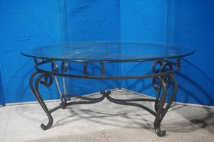 oval cast iron coffee table with glass top 24 x 36 x 16