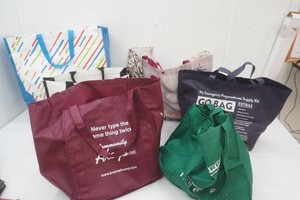 group of reusable shopping bags