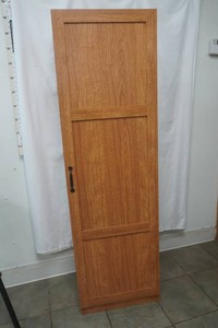 freestanding oak-finish storage cabinet (lightweight material) 14 x 18 x 60