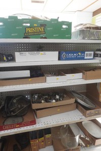 large lot auto parts, magazines, kitchenware, collectibles, tools