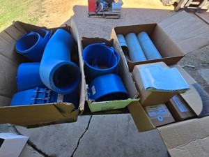 Large Blue Plastic Piping & Clamps