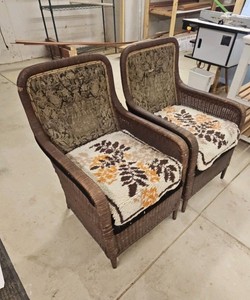 2 - Antique Wicker Chairs from an old railroad car