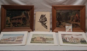Lot of Art Prints and Decal Including Paul Detlefsen Prints, Main Street Morris Print, and Pipestone Decal