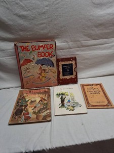 Collection of Vintage Books including The Bumper Book, Our Countrys Story, and The Golden Book of Favorite Songs