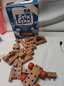 Connor Preschool Stix Stax Beginners Wood Building Set 37 Pieces