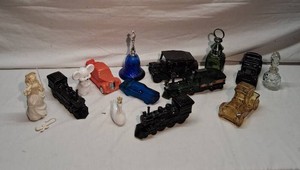 Lot of Avon Collectible Glass Bottles with Train and Figurine Designs
