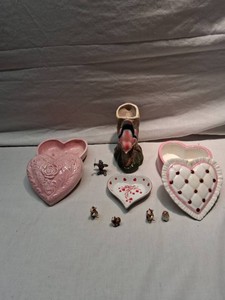 Heart-Shaped Decorative Boxes, Figurines, and Bird Mini Planter