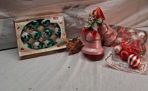 Set of Vintage Christmas Ornaments and Holiday Decorations