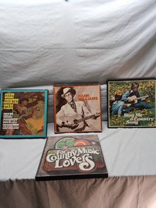Set of Country Music Vinyl Records featuring Hank Williams, Various Artists and Collections