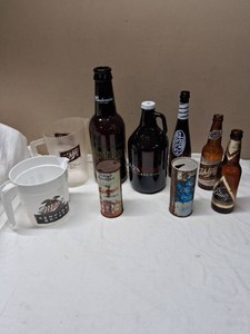 Lot of Vintage Beer Bottles and Cans Including Budweiser, Schlitz, Coors Light, and More