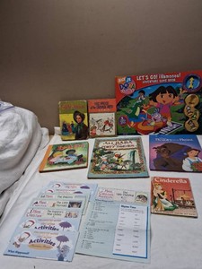 Lot of Childrens Books and Activity Sets Including Hans Christian Andersen Stories and Dora the Explorer Game Book