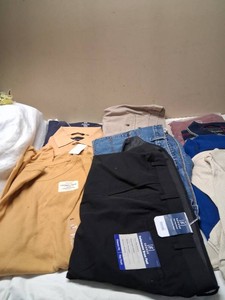 Lot of Mens Clothing including Pebble Beach Polo, George Four-Way Stretch Pants, and Sonoma Thermal Crew Shirt - 40x30 pants other sizes range in size from L to XXL