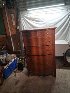 Antique Wooden Dresser with Beveled Mirror - 4 tall, 72 to the top of the mirror