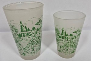 Royal USA Colonial Homestead Green Frosted Glass Tumblers