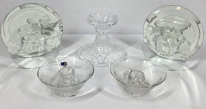 Assorted Glass Candle Holders & Beveled Mirror Candle Stands