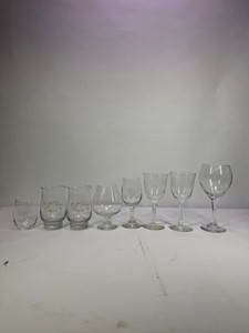 Assorted Vintage Stemware & Floral Glass Tumblers