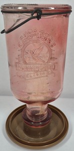 C.B. & Sons Hummingbird Elixir Red Glass Feeder  13 oz. Antique Bottle Style