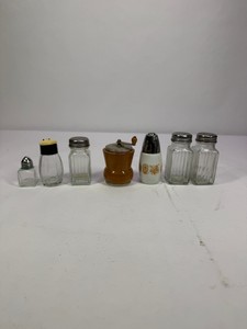Vintage Salt & Pepper Shakers with Wood Crank Pepper Mill