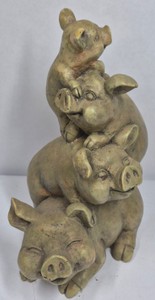 Stacked Pig Family Figurine Sculpture