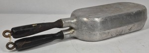 Vintage Super Maid Cook-Ware Hinged Aluminum Omelet & Fish Pan with Wood Handles