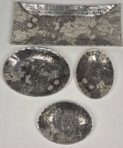 Wendell August Forge 2015 WB Hand-Hammered Aluminum Serving Trays  Acorn & Leaf Pattern