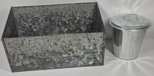 Vintage Galvanized Metal Storage Bin with Matching Lidded Canister