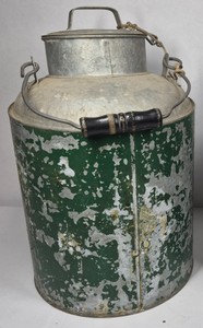 Vintage Galvanized Metal Milk Can  Dairy Can with Bail Handle