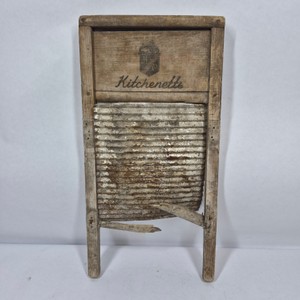 Vintage Kitchenette Wood & Galvanized Metal Washboard