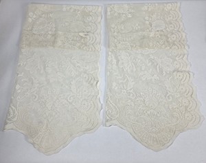 Vintage Ivory Floral Lace Curtain & Valance Assortment Scalloped Window Panels