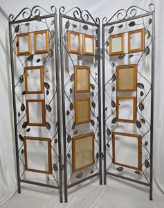 Metal Leaf & Vine 3-Panel Folding Photo Frame Room Divider Screen