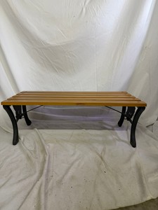 Small Cast Iron & Wood Slat Garden Bench