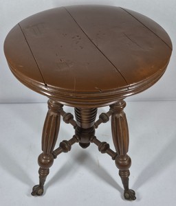 Antique Victorian Adjustable Swivel Piano Stool  Glass Ball & Claw Feet