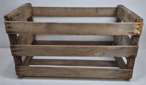 Vintage Rustic Wooden Slat Produce Crate Farmhouse Storage Box