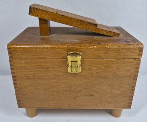 Vintage Wooden Shoe Shine Box with Foot Rest & Shoe Care Supplies