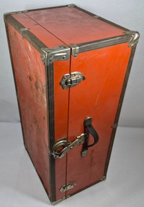 Vintage Orange Metal-Trimmed Steamer Trunk  Travel Storage Case