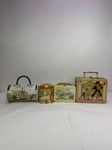 Vintage Advertising & Character Metal Tins  Cracker Jack, J&P Coats, Hersheys & Beatrix Potter