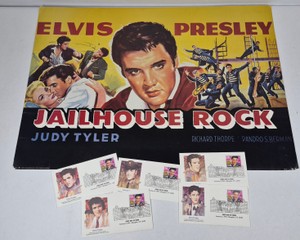 1987 Elvis Presley Jailhouse Rock Portal Publications Poster & 1993 First Day Covers
