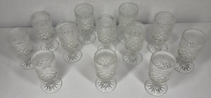 Vintage Anchor Hocking Wexford Pattern Clear Pressed Glass Stemmed Goblets