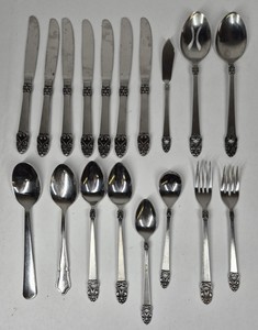 Assorted Stainless Steel Flatware & Serving Utensils  Ornate Scroll Pattern