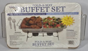 Serve-Rite Fold-A-Way 8-Piece Buffet Chafing Dish Set with Ethanol Gel