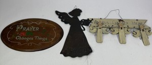 Assorted Religious Wall Decor  Prayer Plaque, Metal Angel & Angels Gather Here Sign