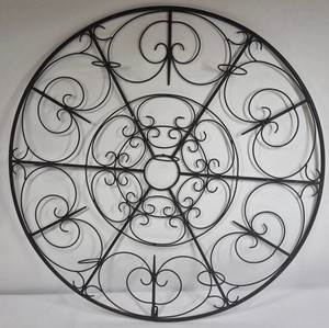 Round Black Metal Scrollwork Wall Decor  Ornamental Wrought Iron Style