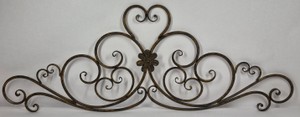 Large Ornate Metal Scrollwork Wall Decor with Black & Antique Gold Finish