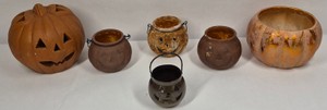 Assorted Halloween Jack-O-Lantern Pumpkin Candle Holders & Luminaries  Hosley USA